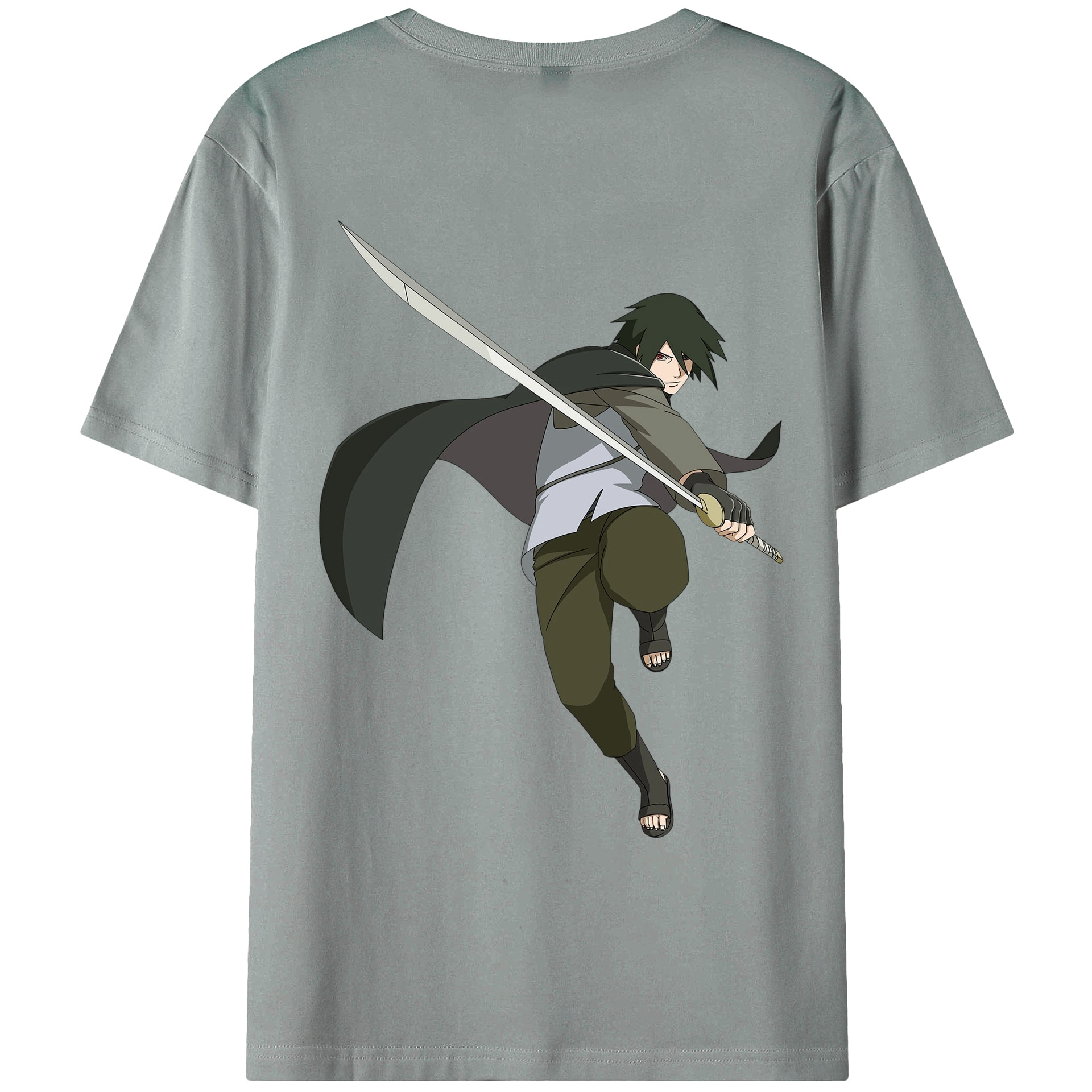 （画像用） NARUTO -ナルト- うちは サスケ Uchiha Sasuke 綿100％ メンズ半袖Tシャツ（バックプリント） 通気性